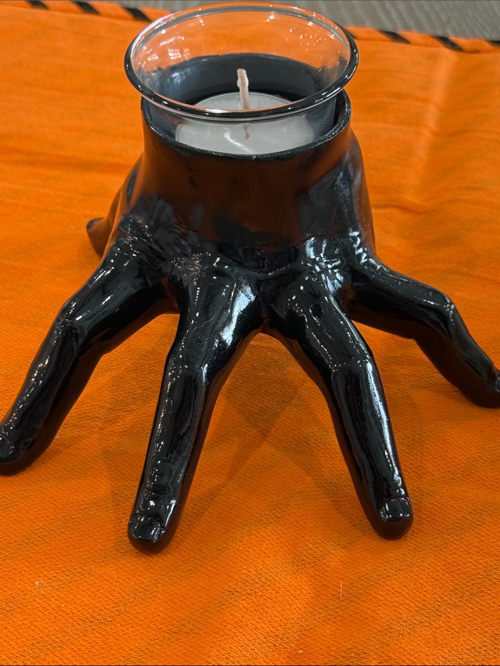 HYDE & EEK! Black Ceramic Hand Tealight Candle Holder w/30 tealights NWOT - Picture 10 of 13